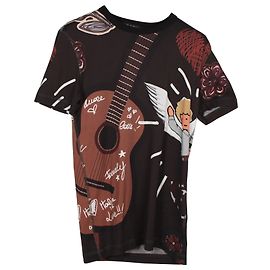 Dolce & Gabbana T-Shirt Stampa Chitarra e Angelo in Cotone Marrone Altro