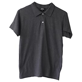 Apc-a.P.C. Logo Embroidered Polo Shirt in Grey Cotton-Grey