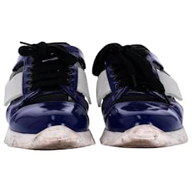 Marni-Marni Cut-Out Sneakers aus blauem Kalbsleder Leder-Blau