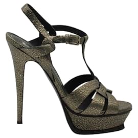 Yves Saint Laurent-Tribute Pewter Metallic Heels-Grey