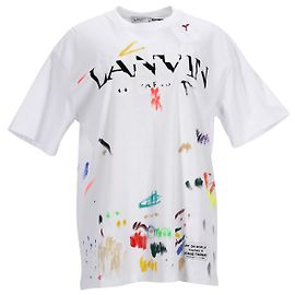 Lanvin x Gallery Dept. Camiseta estampada com logotipos e marcas de tinta em algodão branco Outro