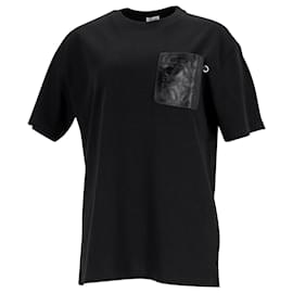 Loewe-Loewe Anagram Leather Patch T-Shirt in Black Cotton-Black