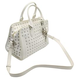 Alexander Mcqueen-White Studded Skull Padlock Bag-White