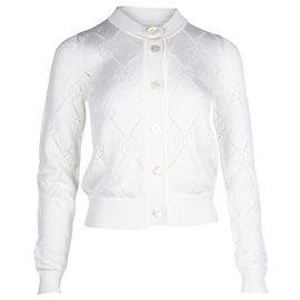 Hermès Hermes-Strickjacke mit Knopfleiste vorne aus weißer Viskose Weiß