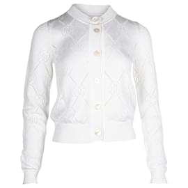Hermès-Cardigan Hermès boutonné devant en viscose blanche-Blanc