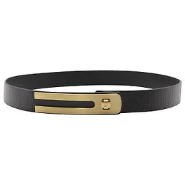Diane Von Furstenberg Black Leather Belt with Gold Feature Hardware Black