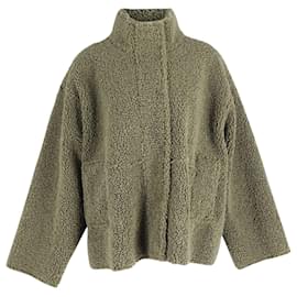 Autre Marque-Stand Studio Hazel High Neck Jacket in Matcha Green Faux Shearling Fur-Green