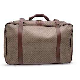 Gucci-Vintage Beige Monogram Canvas Suitcase Travel Bag-Beige