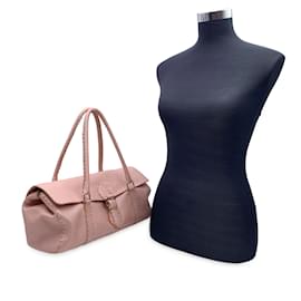 Fendi-Sac à main Linda en cuir métallisé rose Selleria-Rose