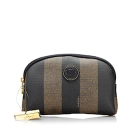 Fendi-Trousse de toilette en toile rayée Pequin-Bronze