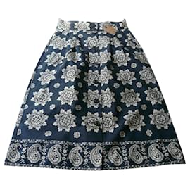 Soeur-SOEUR Long cotton skirt printed with T label40 fr-Black,Beige