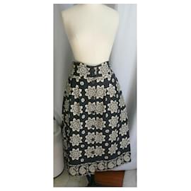 Soeur-SOEUR Long cotton skirt printed with T label40 fr-Black,Beige