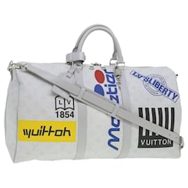 Louis Vuitton-Louis Vuitton Monogram Keepall Bandouliere 50 Boston Bag White M44643 LV 37882a-White