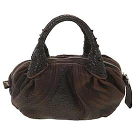 Fendi-FENDI Spy Bag Hand Bag Leather Black Brown 2321-8BL078.RQ1.068 Auth bs4304-Brown,Black
