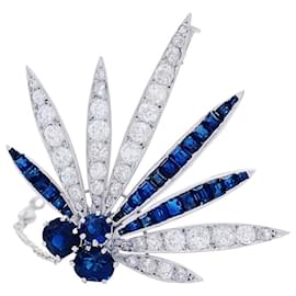 inconnue-Platinum brooch set with diamonds and sapphires, Towards 1925-Other