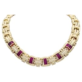 Autre Marque-Wempé necklace in yellow gold set with rubies and diamonds.-Other