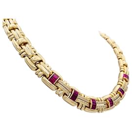 Autre Marque-Wempé necklace in yellow gold set with rubies and diamonds.-Other