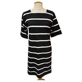 Autre Marque Agnès b Gestreiftes Baumwollkleid Schwarz Weiß Schwarz Weiß