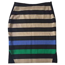 Diane Von Furstenberg-Lana DvF Mae Mikado/falda de mezcla de seda color block-Negro,Multicolor