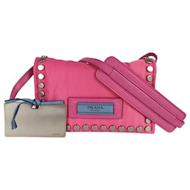 Prada-Prada Geldbörse mit Schulterriemen aus Blue Label Nylon-Pink