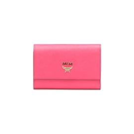 MCM-Leather Trifold Wallet-Pink