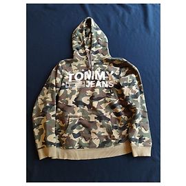Pull Tommy Hilfiger Coton Motif Camouflage XL Kaki