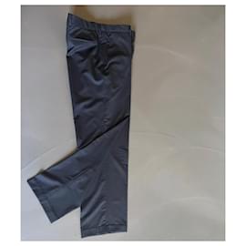 Adolfo Dominguez-Pantalón AD azul gris lana T. 50 (56 indicado)-Azul,Gris