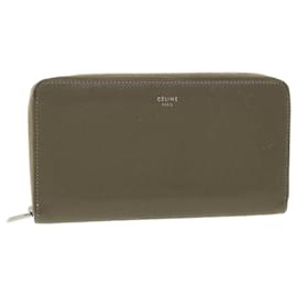 Céline-CELINE Long Wallet Leather Gray Auth 37993-Grey