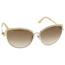 Óculos de sol CARTIER Marrom ESW00045 Auth am501b Marrom