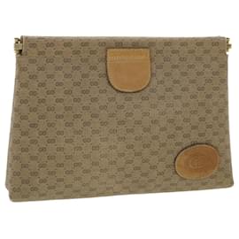 Gucci-GUCCI Micro GG Canvas Clutch Bag PVC Leather Beige 67-039-5229 auth 37974-Beige