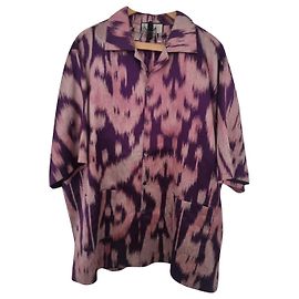 Camisa Bowling Tie Dye Gucci Roxa Seda Algodão Linho Roxo