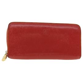 Loewe-LOEWE Long Wallet Leder Rot Auth 37768-Rot