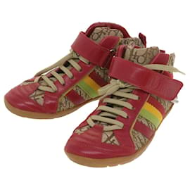 Christian Dior-Baskets Christian Dior Rasta Color Baskets Cuir Toile 35 Authentification rouge 37995-Rouge