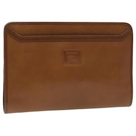 Autre Marque-Burberrys Clutch Bag Leather Brown Auth bs4313-Brown