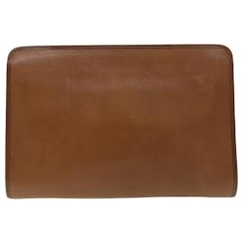 Autre Marque-Burberrys Clutch Bag Leather Brown Auth bs4313-Brown