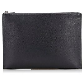 & Other Stories Clutch de couro com zíper Preto
