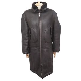 LOUIS VUITTON COAT LONG SHEEPSKIN LEATHER JACKET T 50 L SHEARLING COAT Brown