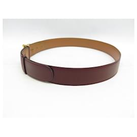 Hermès-HERMES MANILLE T BELT80 BORDEAUX RED BOX LEATHER BURGUNDY LEATHER BELT-Dark red