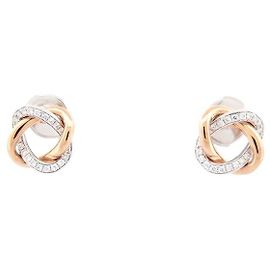 NEUF BOUCLES D'OREILLES POIRAY TRESSE OR JAUNE & BLANC 18K DIAMANT EARRING Autre