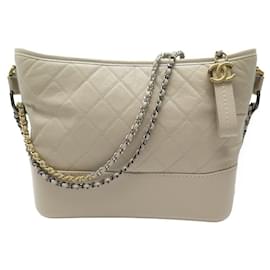 Chanel-NEW CHANEL GABRIELLE GM HANDBAG BEIGE QUILTED LEATHER BANDOULIERE BAG-Beige
