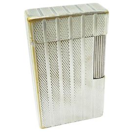 VINTAGE LIGHTER ST DUPONT LINE 1 PM VERTICAL AND GRAIN D'OR SILVER LIGHTER Silvery