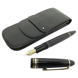 Montblanc-MEISTERSTUCK MONTBLANC FEATHER PEN 146 DORE MB13659 BLACK PISTON PEN CASE-Black