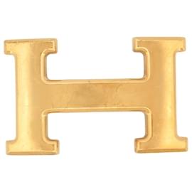Hermès-HERMES H BELT BUCKLE IN POLISHED GOLD METAL FOR LINK 32MM GOLDEN BELT BUCKLE-Golden