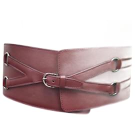 Hermès-NEW HERMES CORSET T BELT80 SWIFT LEATHER BURGUNDY STRAP BELT-Dark red