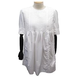 Louis Vuitton-NEUF ROBE BLOUSE LOUIS VUITTON RW131AF3BL21BB1 40 M COTON BLANC NEW DRESS-Blanc