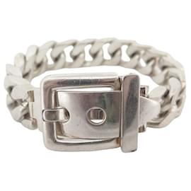 Autre Marque-CURTAIN STRAP BRACELET 18 a 19CM SOLID SILVER 925 91GR BELT BUCKLE-Silvery