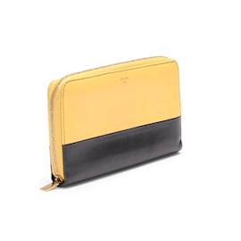 Céline-Leather Bicolor Zip Around Wallet-Yellow