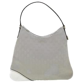 Gucci-GUCCI GG Canvas Shoulder Bag Silver 169947 Auth yk6144b-Silvery