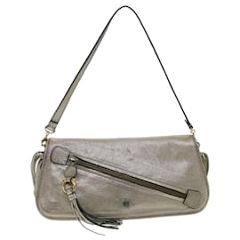 Salvatore Ferragamo-Salvatore Ferragamo Shoulder Bag Leather Silver Auth 37846-Silvery