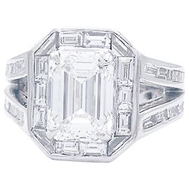 inconnue Emerald cut diamond ring, baguette-cut diamonds, platinum. Other